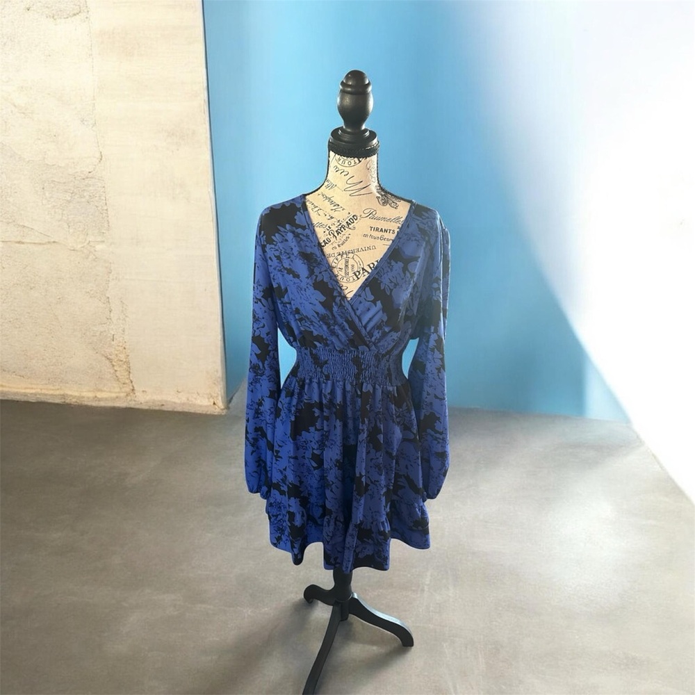 Elegant Blue Wrap Dress